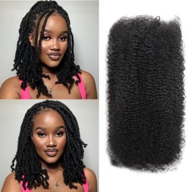beauty youth Beauty Youth Afro Kinkys Bulk Human Hair(18 Inch) 35g/Pack, Braiding Hair for Dreadlocks, Loc Repair, Twists, Dreadlock Extensions Black