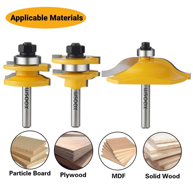 WSOOX 3 PCS Router Bit Set, Raised Panel Cabinet Door