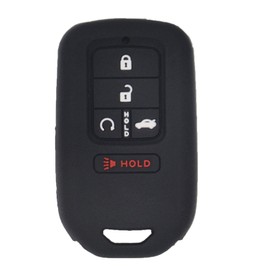 LemSa 2Pcs 5 Buttons Soft Silicone Key Fob Cover Case Remote Keyless Protector Bag Holder Compatible with Honda Civic Accord Pilot CR-V Pilot EX EX-L 2019 2018 2017 2016 2015 A2C81642600, Red+Pink