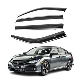 WhiteDeer ZH Advanced PC + Stainless Steel Window Deflectors Rain Guards for Honda Civic 2016-2020 Side Window Visor Rain Guards Sun Rain Deflector Visor 4 Pieces 2.5mm Thickened……