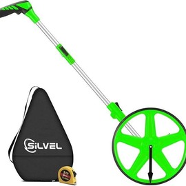 SILVEL 12 Inch Measuring Wheel, MAX9999FT Measuring Wheel in Feet and Inches, One key to Zero Rolling Tape Measuring Wheels, Green - Color: Measuring Wheel,Green