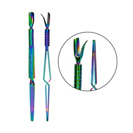 Legacy Nails Professional MULTICOLOR 3-IN-1 CURVE PINCHING TOOL - Stainless Steel tool - Removes gel nail polish, pushes dead cuticles, pinches acrylic extensions to improve the c-curve nail shape.