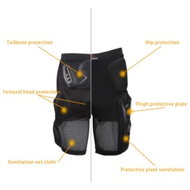 Skating Padded Shorts Protective Hip Butt and Tailbone, Snowboard Protective Gear Adult Armor Impact Shorts