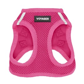 Best Pet Supplies Voyager Step-in Air Harness - All Weather Mesh, Reflective, No Pull Harness for Dogs, Cats - Secure with Hook & Loop Fastener, Buckle, Double D-Rings - Fuchsia, S