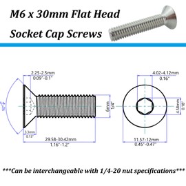 Fajoeda Pack of 20 Countersunk Screws M6 Stainless Steel M6 x 30 mm Countersunk Screw with Hexagon Socket Full Thread A2 -V2A Countersunk Screw Stainless Steel Screws Flat Head Screws