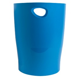 Exacompta - Ref. 45384D - 1 waste paper basket with ECOBIN BeeBlue handles in PP - large capacity 15 liters - dimensions 26.3 x 26.3 x 33.5 cm - For office or home - turquoise color