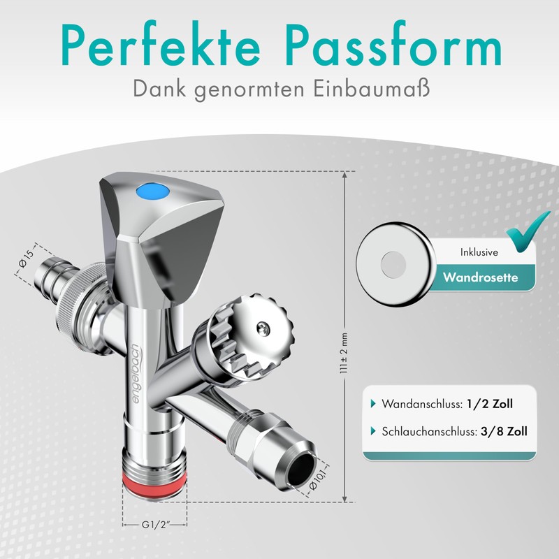 Engelbach® Combination Angle Valve 1/2 Inch Self-Sealing Universal Angle Valve