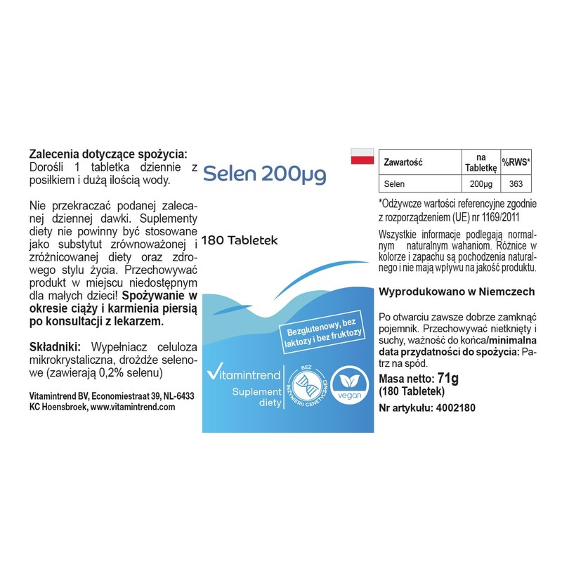 Selen 200μg aus Selenhefe - 180 Tabletten - hochdosiert -