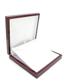 Elegant Rosewood Large Necklace Box Premium Wooden Box with White Leather Interior and Metal Hinge (Necklace)