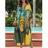 Eddoyee Women Print Kaftan Half Sleeve Side Split Maxi Dress