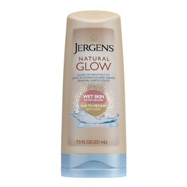 Jergens Jergens Natural Glow In Shower Lotion, Self Tanner for Fair to Medium Skin Tone, Sunless Tanning Wet Skin Lotion for Gradual, Flawless Color, 7.5 Ounce (Packaging May Vary)