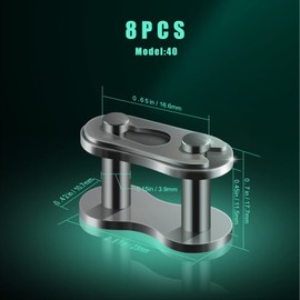 AIEX 8pcs #40 Chain Master Links, Steel Alloy Heavy Duty Roller Chain Connector Links for Bike Bicycle Mini Bike Karting Pit ATV Scooter