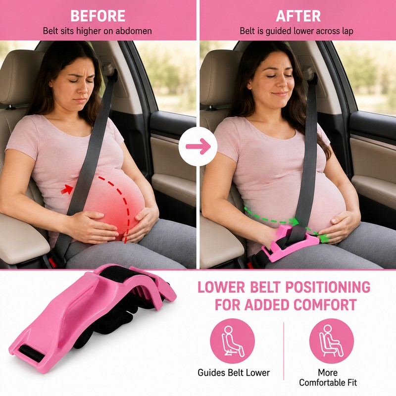 Pregnancy Seat Belt Comfort Adjuster – Maternity Lap Belt Positioning