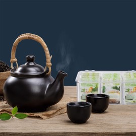 Relaxdays Tea Box, 6 Compartments, 90 Tea Bags, Tea Caddy with Hinged Lid, Aroma Protection, H x W x D 9 x 21.5 x 14.5 cm, Transparent