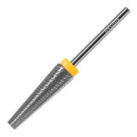 HYTOOS 5 in 1 Nail Drill Bits, 24mm Flat Top Tapered Professional Tungsten Carbide Bit for Gel Polish & Base Removal, Electric File Manicure Drills Accessories Tool,XF