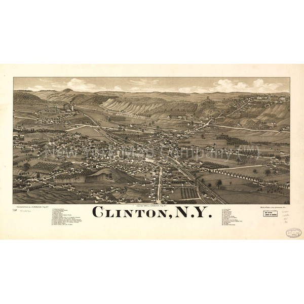 1885 Map| Clinton, N.Y| Clinton|Clinton N.Y|New York State|United States Map