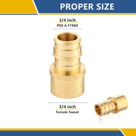2-Pack GUOFIS PEX A Expansion Brass Fittings,3/4"x3/4" PEX-A Female Sweat Adapter Only for Pex-a Tubing(ASTM F1960)