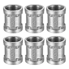 Double Nipple 1/2 Inch, Stainless Steel Sleeve 1/2 Inch Female Thread, 1/2 Inch x 1/2 Inch Internal Thread Stainless Steel Connector Adapter, Double Sleeve Connection Nipple for Pipe Connection Pack