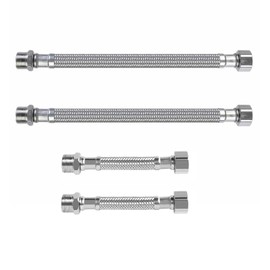 Pack of 4 Flexible Hose 3/8.304 Stainless Steel Flexible Hose Reinforced Hose 3/8 Inch Flexible Tap Hose Extension Tap Hose for Tap Bathroom Toilet (20 cm / 10 cm)