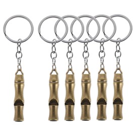 ORFOFE 6pcs Brass Survival Whistle Keyring Loud Multi-Function Whistles for Outdoor Activities Bamboo Joint Shape Pendant for Hiking Camping and Boating