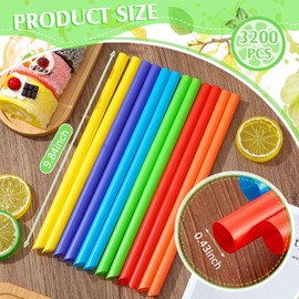 Tessco for you 3200 Pcs Jumbo Smoothie Straws, 32 Pack 100 Pcs Each, 0.43 x 9.84'' Large Straws Disposable Bubble Tea Wide Mouthed Plastic Individually Wrapped for Homemade Milkshakes (Classic)