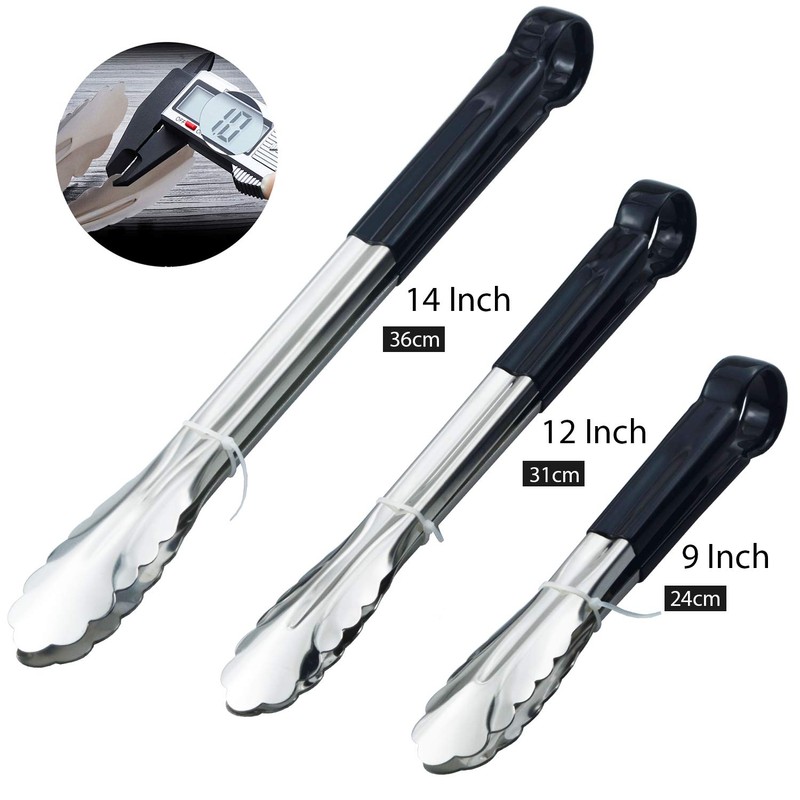 HINMAY 3 Pack Kitchen Tongs with Comfort-Grip Handle Heavy Duty