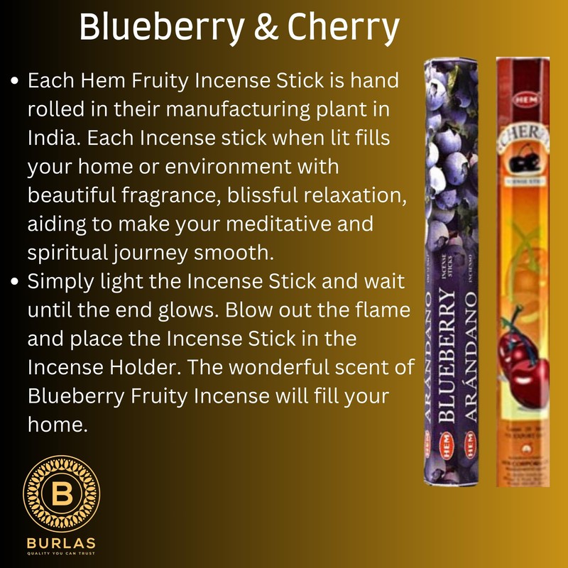 HEM 12 unique Fruity Incense Sticks Variety Pack, with BURLAS