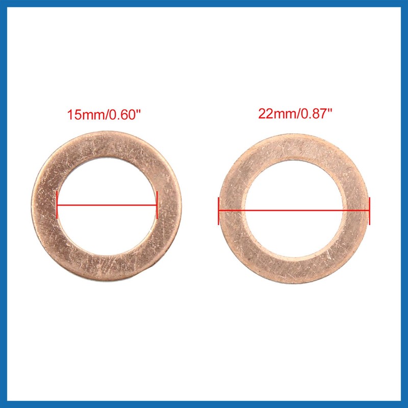 A ABSOPRO 15mm Inner Dia Copper Washers Flat Car Sealing