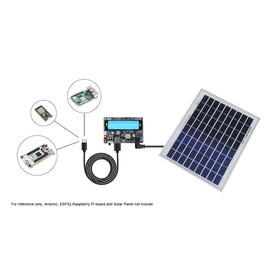 Solar Energy Manager MPPT Solar Charger Controller for 5V-24V Panels, 3.7V 18650 with USB/DC-044/KF128L-2P Terminals, Overcharge Protection, Compatible with Raspberry Pi