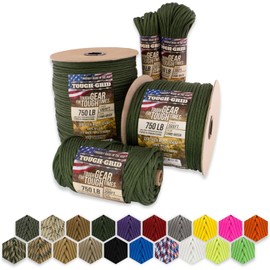 TOUGH-GRID 750 Paracord Rope Nylon Parachute Cord, Made in USA Survival Kit, Outdoor Adventures, Camping, Tactical Gear & Emergency Supplies, Military Type IV Mil-Spec