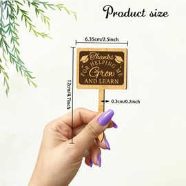 arricraft 15 Pcs Wood Plant Labels, 15 Styles Garden Labels with Teacher Text Leaf Decoration Wooden Markers for Indoor and Outdoor Plants Flowers Seed Potting Teachers' Day Gift