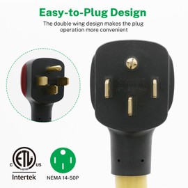 FIRMERST 15 Ft 50 Amp RV Extension Cord, NEMA 14-50P/R with Cord Organizer, ETL Listed