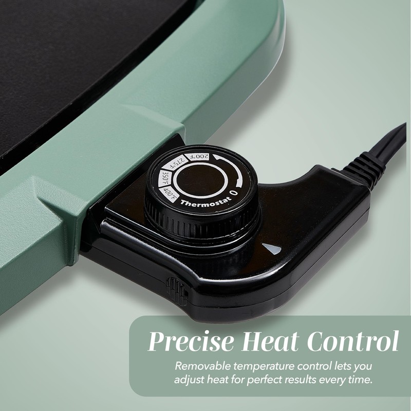 COOK WITH COLOR Electric Griddle 1200W, Nonstick Surface for Pancakes,