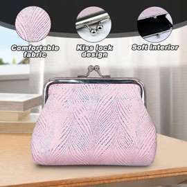 AdiStylinno Coin Purse Women, Cute Shiny Small Coin Pouch with Kiss Look, Portable Mini Coin Wallet Ladies Change Purse for Cards, Coin, Change, Keys (Pink)