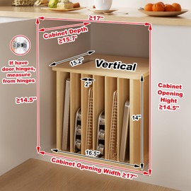 Sawjut 7 Tier Wooden Tray Dividers for Cabinets Cookie Sheet Organizer for Pot, Pans, Baking Tray Organizer for Kitchen Documents Storage(14" W x 16.5" H x 15.2" D)