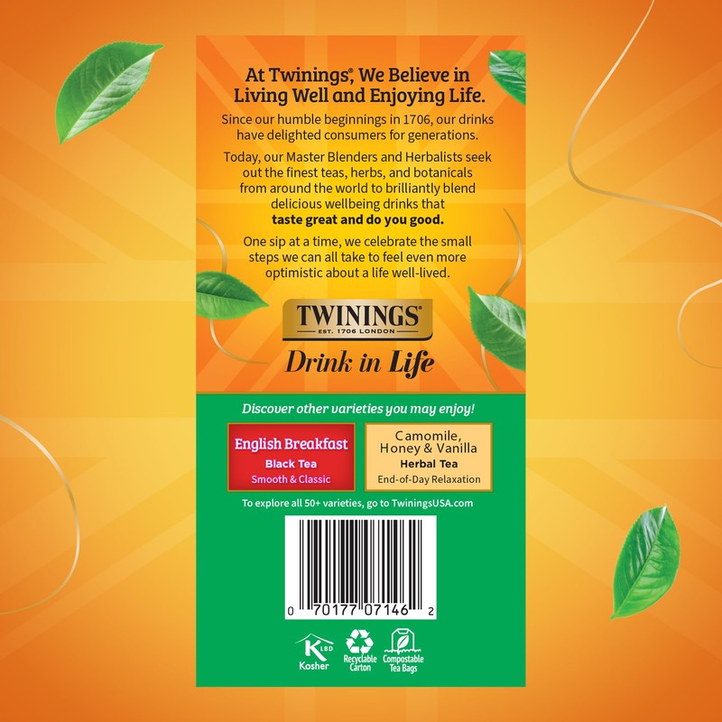 Twinings Irish Breakfast Black Tea Individually Wrapped Bags, 50 Count