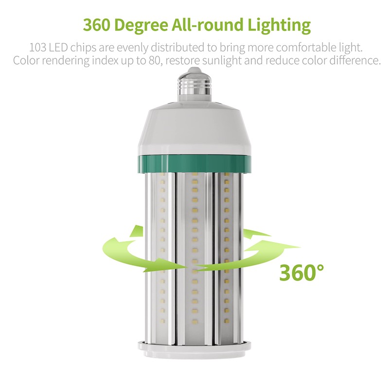 Pinegreen Lighting 5000LM LED Corn Light Bulb, Energy Efficient 38W