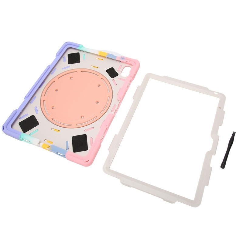 Tablet Case Silicone Hard PC Precise Cutouts Adjustable Strap 360