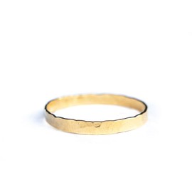 Yellow Gold Filled Hammered Stacking Ring 2mm Band Gift for Women - Size 8