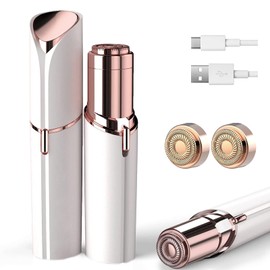 Facial Hair Removal for Women, Ladies Face Shaver for Upper Lip Chin and Peach Fuzz with USB Rechargeable Included 2 pc Replacement Heads