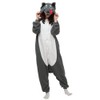 YAMENG Adult Onesie Gray Wolf Pajamas Unisex Cosplay Costume