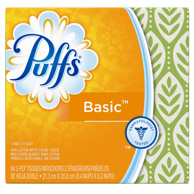 Puffs Basic Facial Tissues; 64 Count; 1 Cube Box (64
