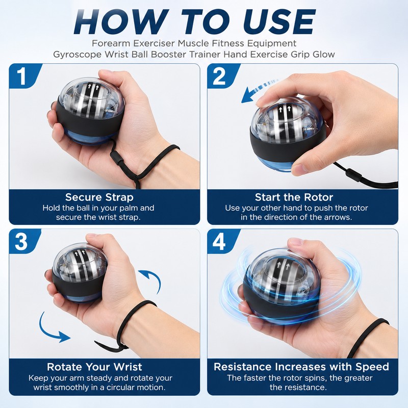 Gyroscopic Forearm Exerciser for Wrist & Grip Training - Self-Starting