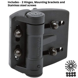 D&D Technologies TCAMA2 Multi-Adjust Regular Duty Gate Hinges, For Self Closing Metal, Wood, Vinyl Gates up to 55 Pounds, 3-Way Adjustable, Gap up to 2", For Square Gate Frame and Post, Black, 2 Count