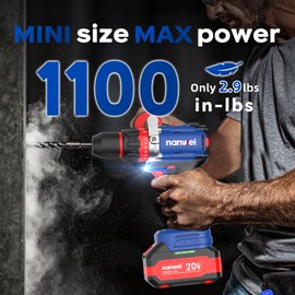 NANWEI Hammer Drill,1100 in-lbs, 26000BPM, 2x4.0Ah Batteries, Brushless