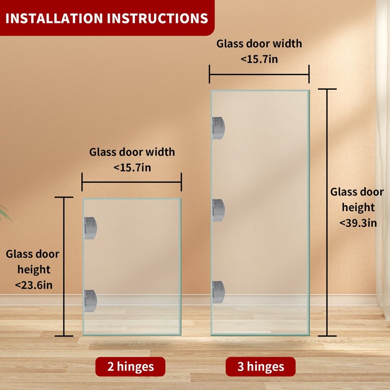 Cabinet Glass Door Hinge,2 Pcs 90 Degrees Frameless Glass Door