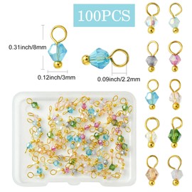 KitBeads 100pcs Random Faceted Glass Crystal Bicone Drop Charms for Jewelry Making - Bulk