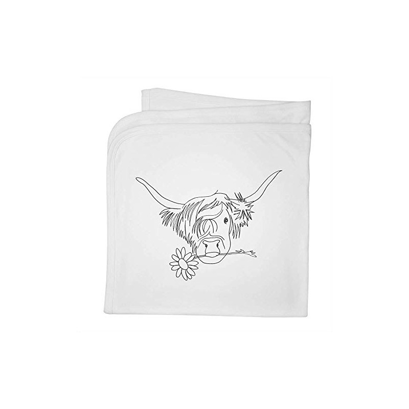 Azeeda 'Highland Cow With Flower' Cotton Baby Blanket/Shawl (BY00009188)