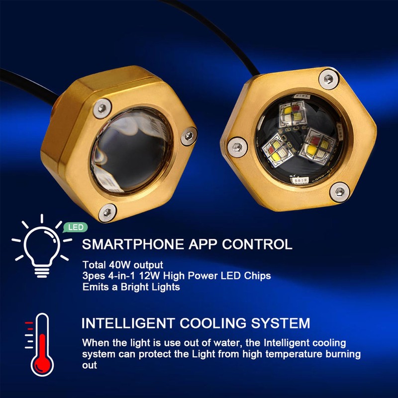 Underwater 1/2in Standard Boat Drain Plug LED Light,UWDESY Upgraded IP68