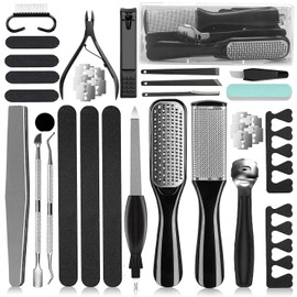 Kit de pedicura 36 en 1, herramientas profesionales de pedicura Raspador de pies para eliminar las pieles muertas para el hogar y el cuidado en el salón